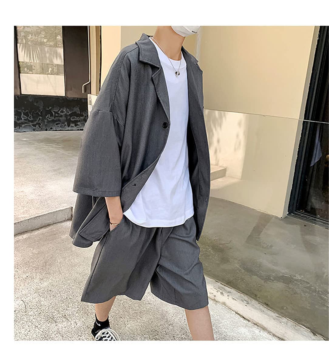 Amazon.co.jp: メンズセットアップジャケットハーフパンツシャツ上下