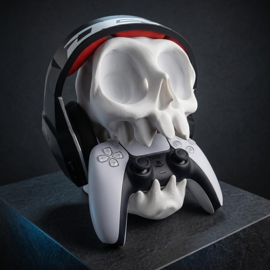 Skull Controller Stand & Headphone Holder | GTA 6 Background Accessory for Live Streams | PS5 DualSense, Xbox Mount | Unique PC Gaming Accessories | Best Gift for Gamer Boyfriend-image-20