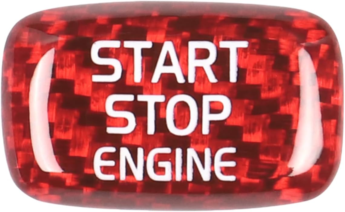 Real Carbon Fiber Car Engine Start Stop Button Cover Indicator Light Opening Keyless Go Ignition Compatible with Volvo V40 2013-2024 (Red)
