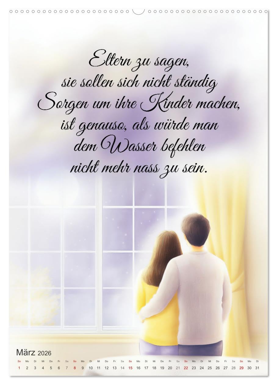 Elternsprüche (Wandkalender 2026 DIN A2 hoch), CALVENDO Monatskalender: Humor rund um Eltern, Kinder und Familie (CALVENDO Spass)
