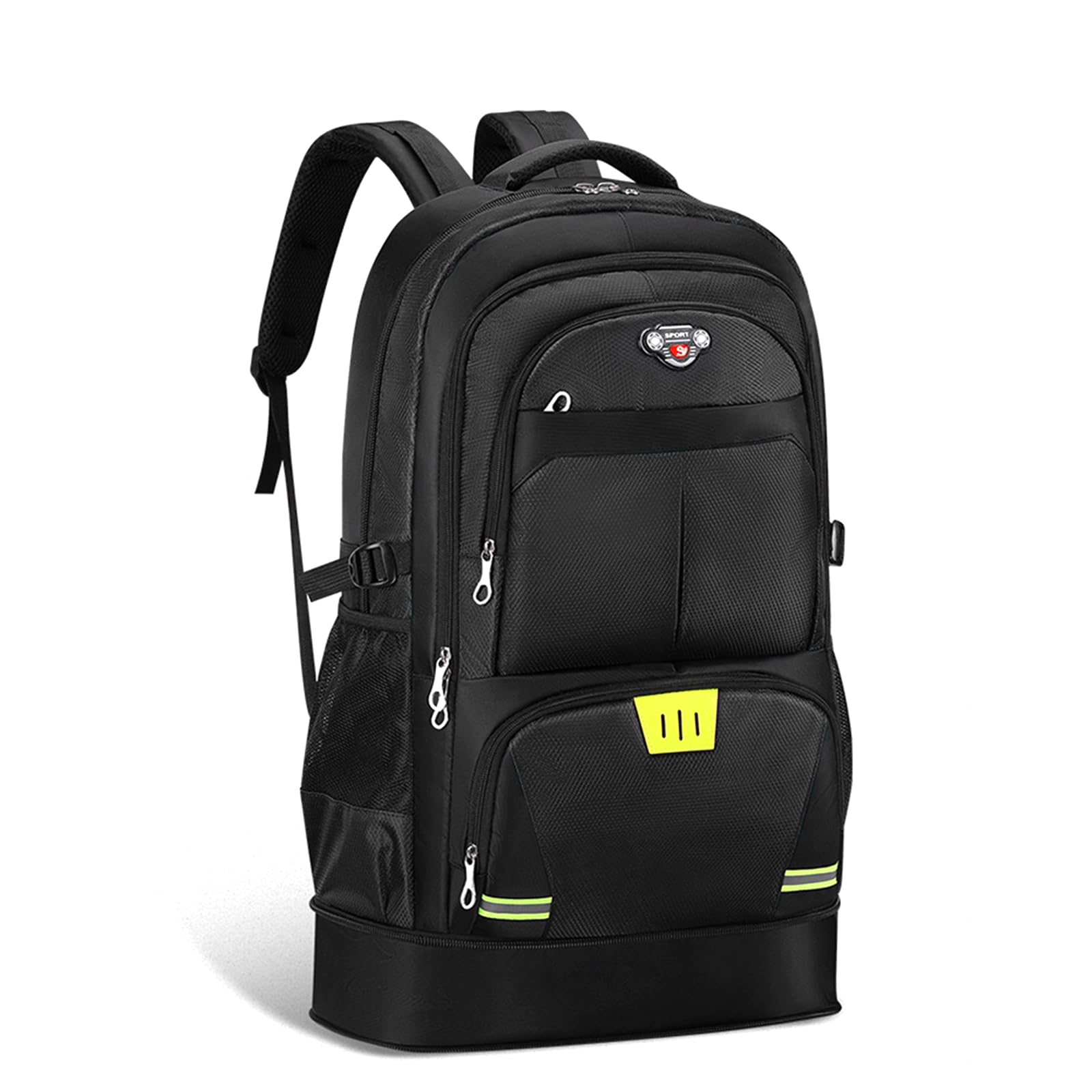 Mochila de Senderismo 65 L para Hombres y Mujeres, Viaje, Acampar, Negro