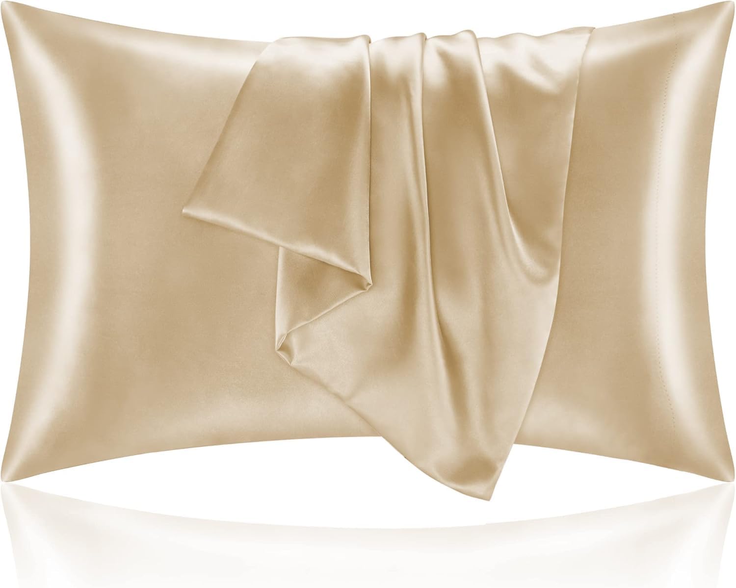 Satin Silk Pillow Covers for Hair and Skin Pack of 2 Pillow Cover | Silk Pillowcases for Hair and Skin | Soft Comfortable Pillowcases 20 x 30 Inch (Light Tan)