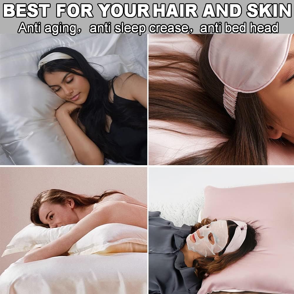 MAXFEEL 100% Pure Mulberry Silk Pillowcase with Zipper for Skin&Hair Care Both Sides Soft Breathable (White, Standard)