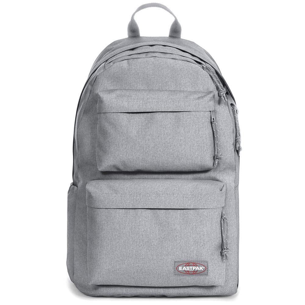 EASTPAK Padded Double – 24L Squared Backpack with Dual Front Pockets, 13” Laptop Sleeve, Bottle Holder & Padded Straps, Sunday Grey