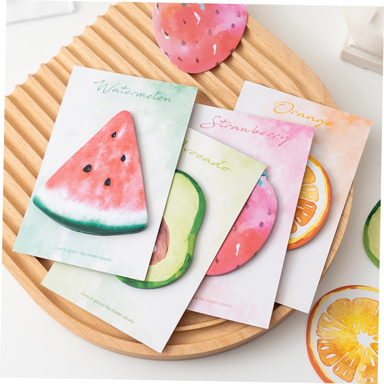 OSALADI 5 Pezzi 8 Note adesive a forma di frutta pastiglie divertente colorato adesivi per libri blocchi note autoadesivi Adesivi della nota scolastica Pad di memo compatti Carta