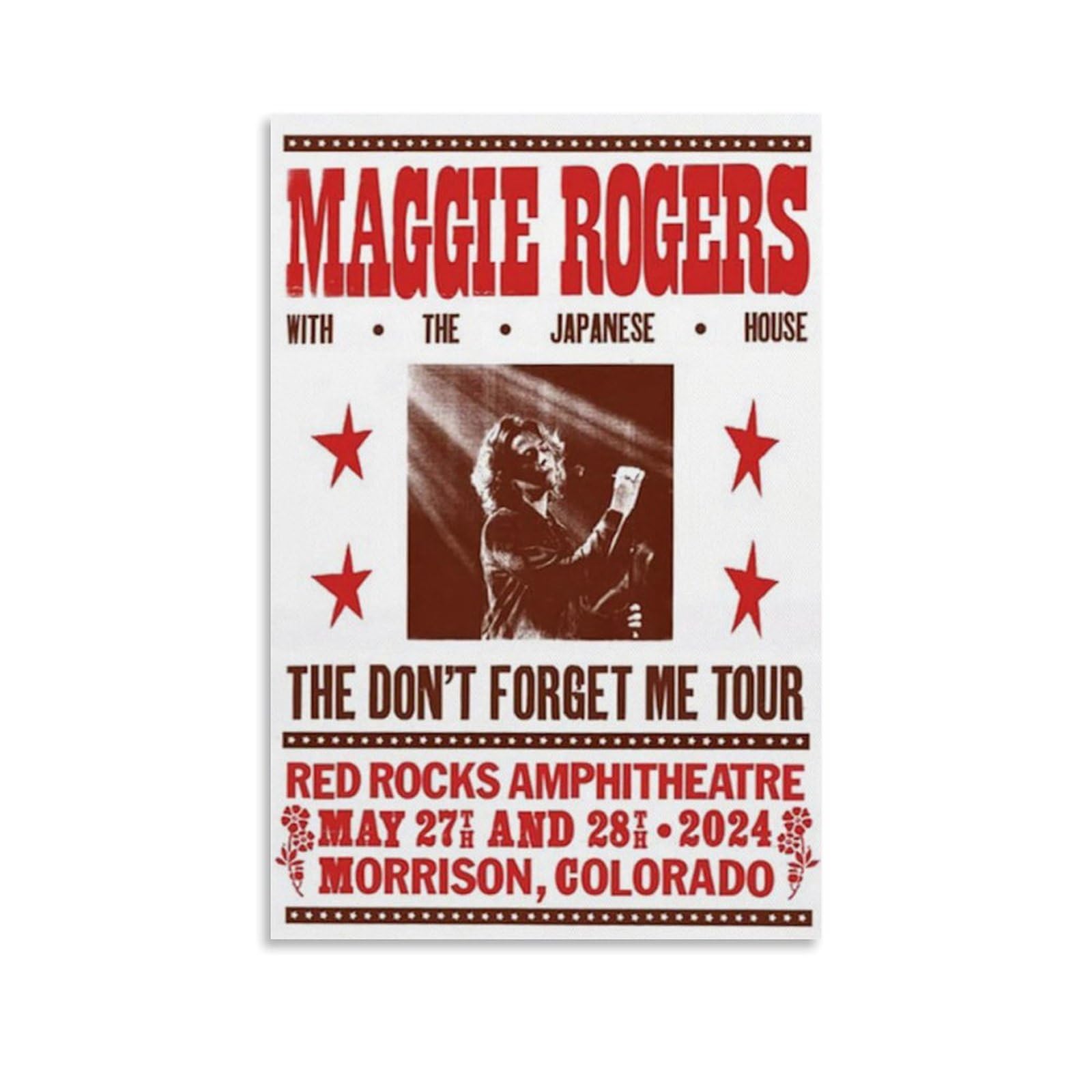 Mousgue 2024 Maggie Rogers Red Rocks Poster Posters for Room Aesthetic Canvas Wall Art Bedroom DecorUnframe-style-1 12x18inch(30x45cm)