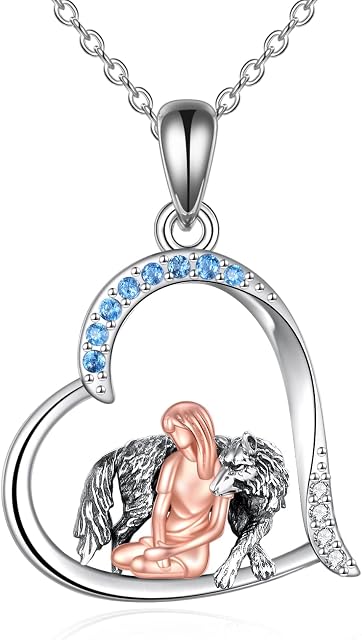 YAFEINI Cat/Wolf Necklace for Girls Pendant Necklace 925 Sterling Silver Jewellery Gift for Women
