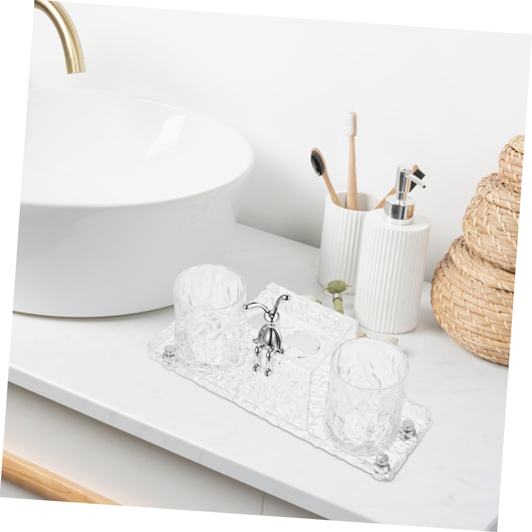 PRETYZOOM Soporte para Cepillo De Dientes Organizador De Encimera De Baño Vaso para Pasta con Soporte De Almacenamiento