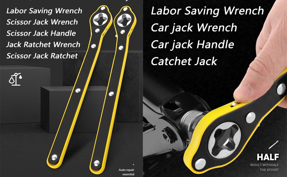 Image of Universal Car Jack Ratchet Wrench, 360 Forward and Reverse Knob, Labor-Saving Scissor Jack Lift Speed Handle Tool, Tire Wheel Jack Wrench