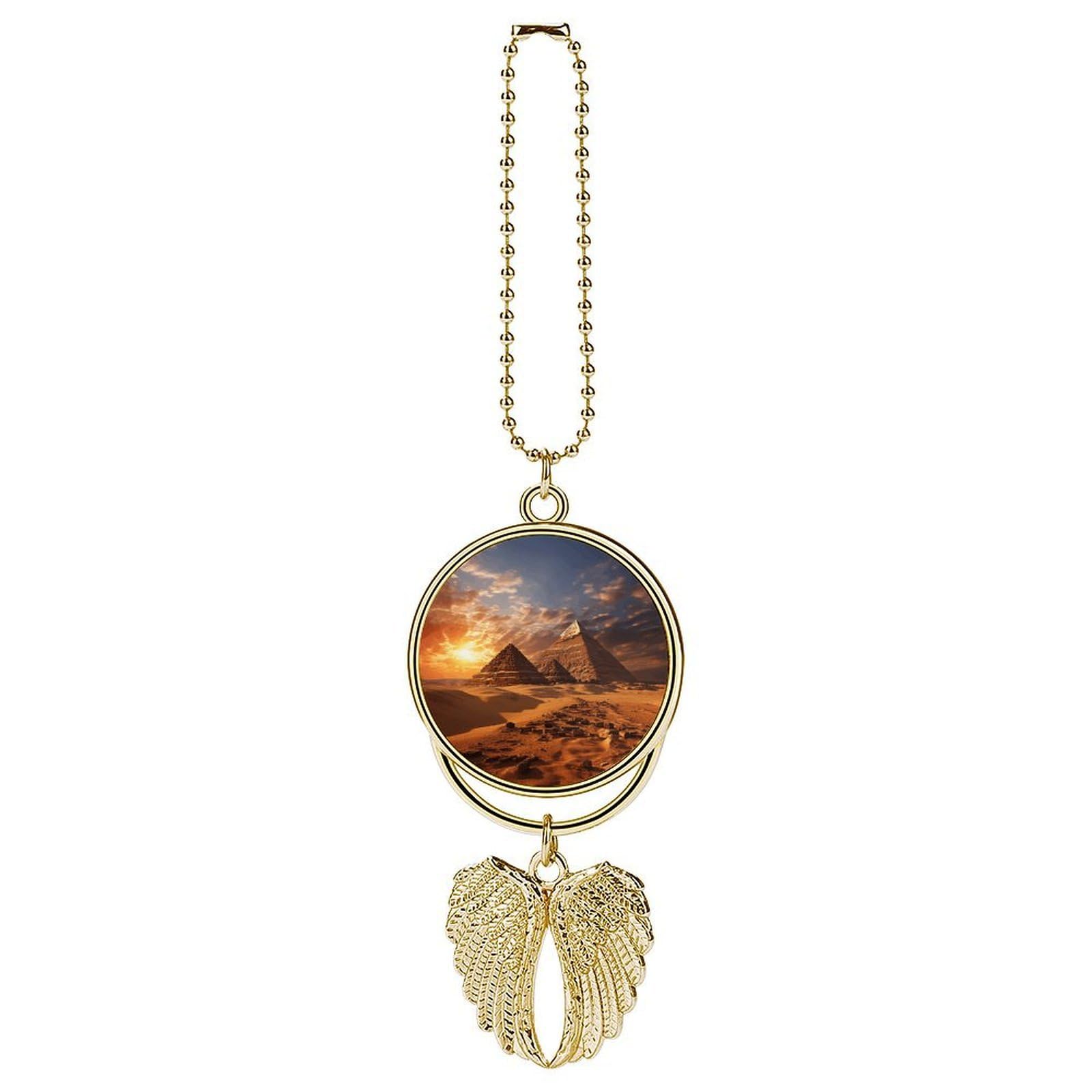 Egyptian Pyramids Car Pendant Personalized Car Hanging Ornament Auto Rear View Mirror Hanging Decoration Accessories Metal Cars Interior Ornament for Most Cars Truck SUV