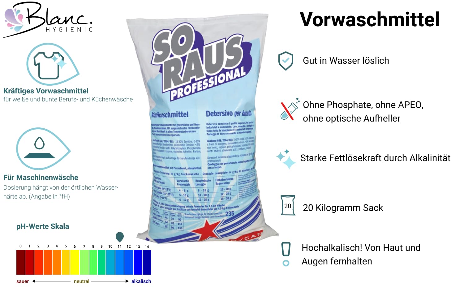 Profi-Vorwaschmittel als Pulver, 20 kg