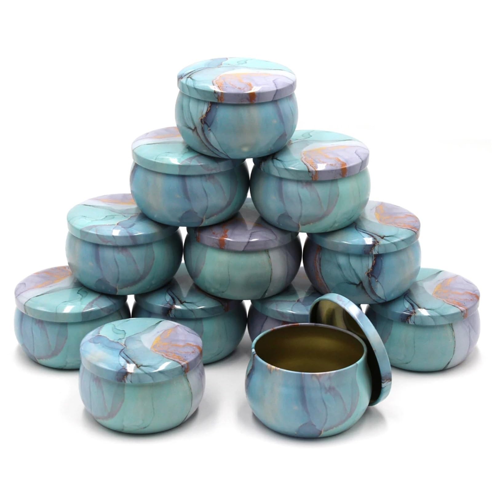 Candle Jars, Empty Candle Tin Jars Multicolor 12pcs 4oz DIY Candle Making Storage Case(Blue)
