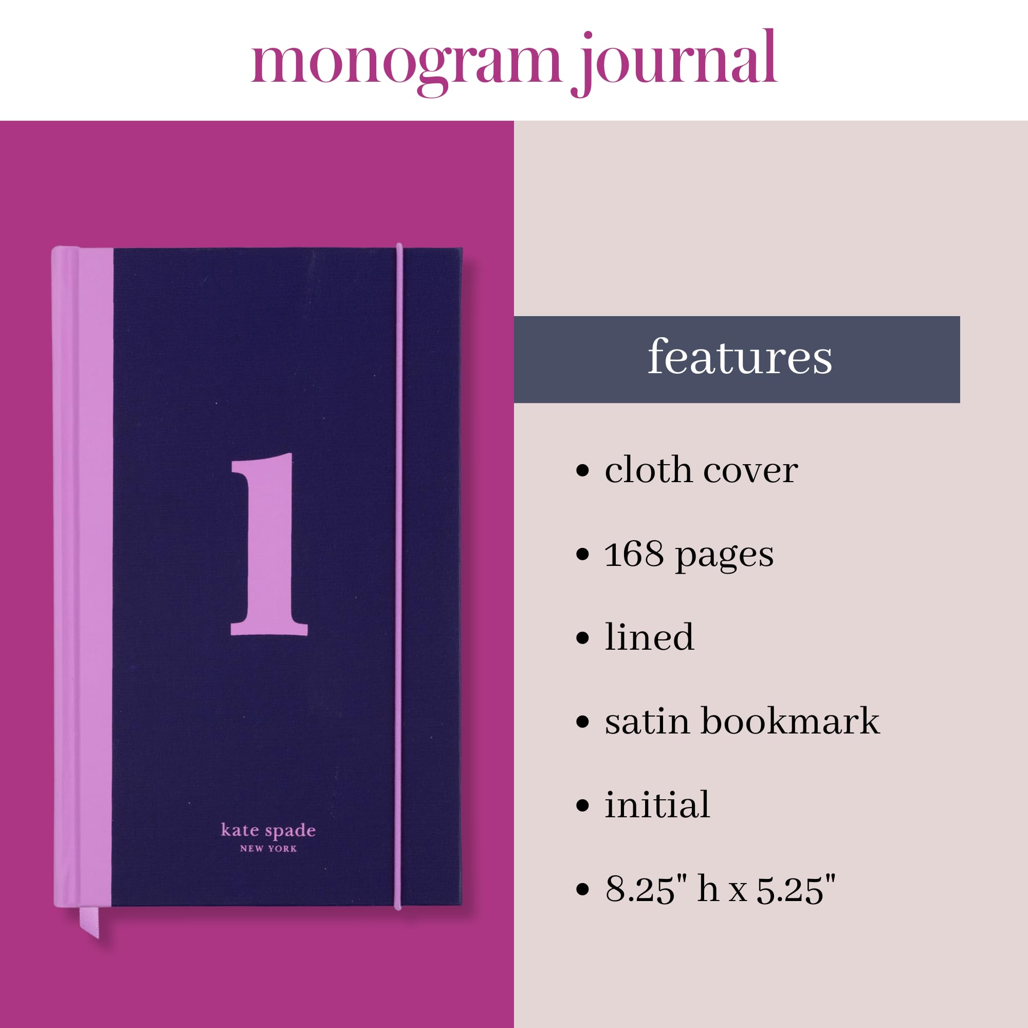 kate spade new york Just Mine Notebook Journal, Monogram Cloth Hardcover Journal, 8.25" x 5.25", Diary Includes 168 Lined Pages, (L) - Image 3