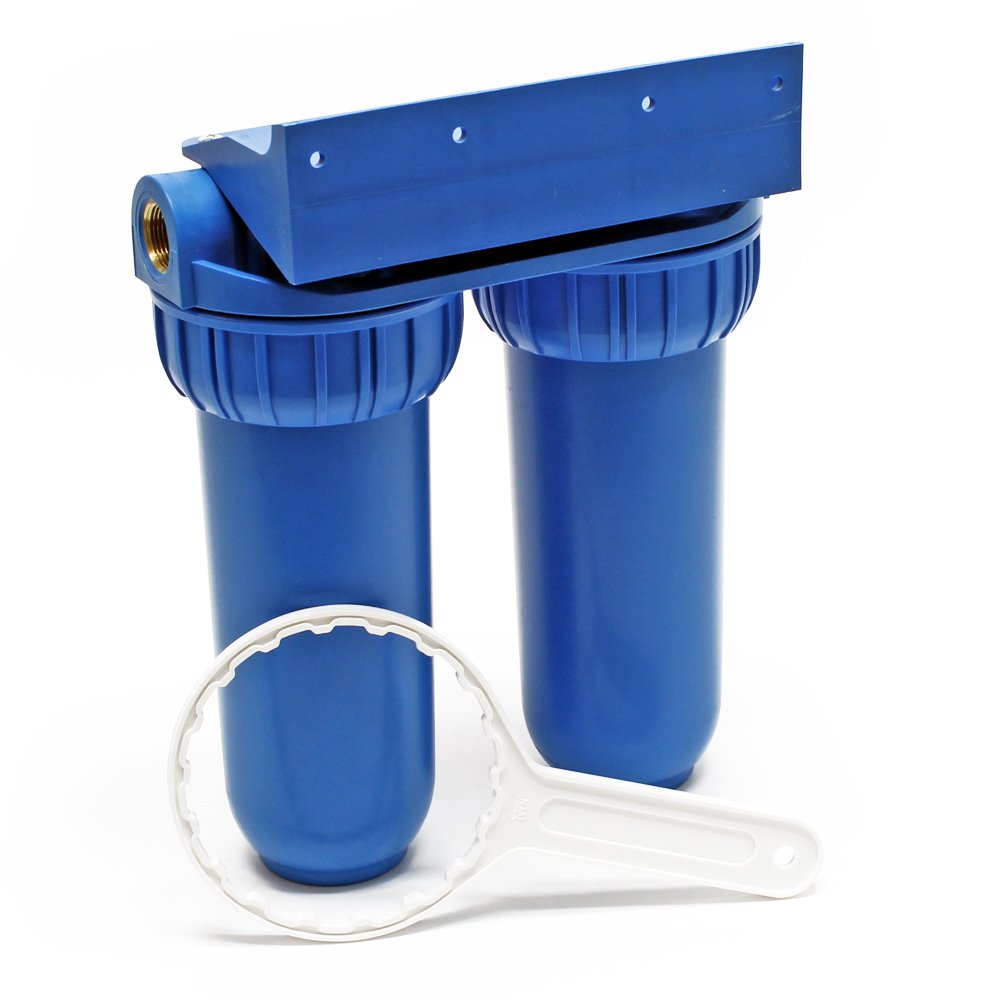 Naturewater NW-BR10B2 Double filtre Eau potable – 280 x 150 x 355 mm – 2 Étapes – 360 L/h – 1" / 32,89 mm – avec Cartouche PP Sédiments, Charbon actif – Filtration Purification Bactéries Pesticides