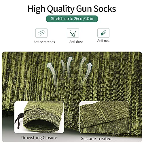 Gun Socks, 4pcs Silicone Treated Gun Socks, 48 × 4.3 in Knit Gun Socks, Flexible Design Knit Gun Hunting and Shooting Holder Socks for Rifles, Scopes, Pistol Grips & Tactical Accessories4