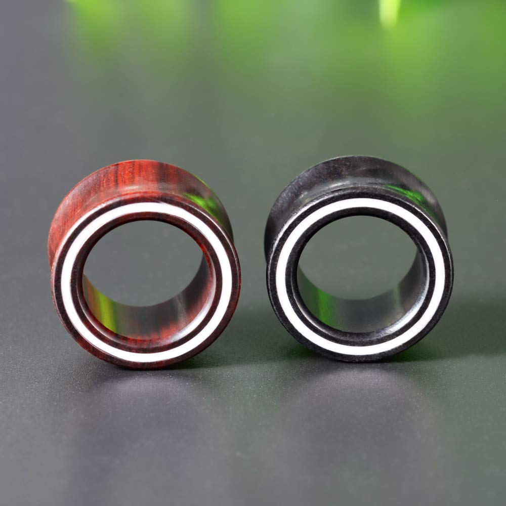 COOEAR 2 Paar Holzohrmessgeräte Ösenohr-Tunnel Elegante Stecker Muschel Kreis Stil Ohrringe Bahre.