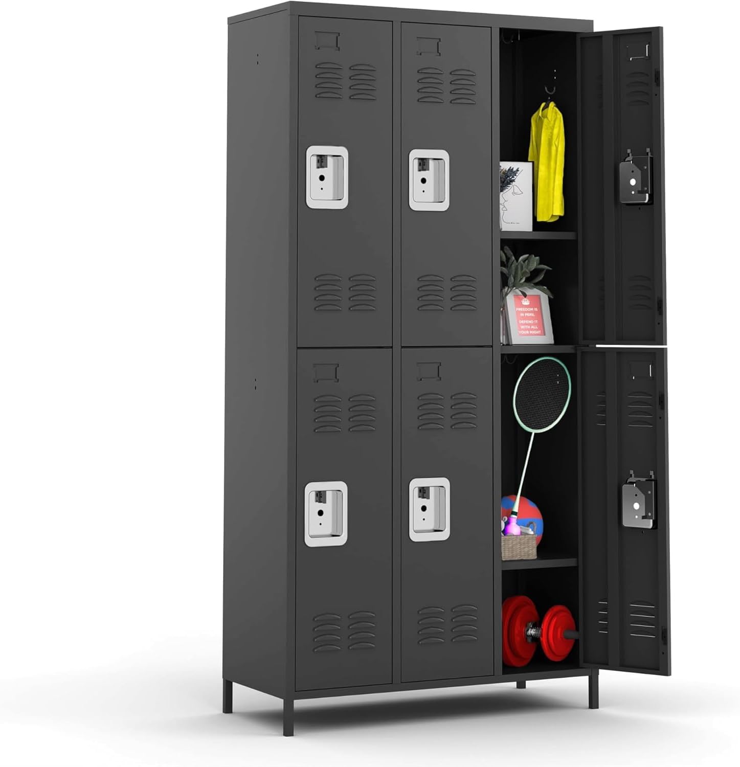 9 Doors Metal Lockers for Employees, Steel Storage Locker with Lock and Card Slot, Employee Lockers for Home, Office, School, Gym, Require Assembly(Black)