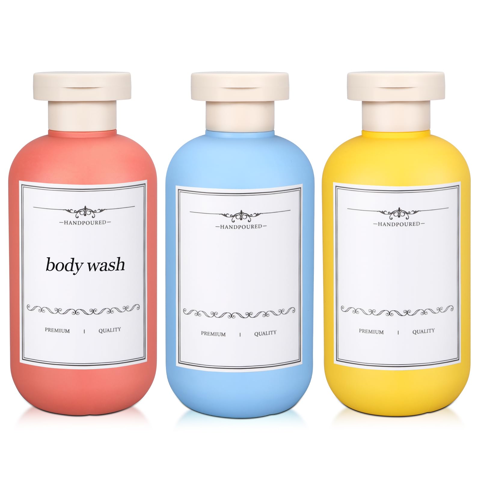 UMETASS 3 PACK Travel Shampoo Bottle, Empty Plastic Squeeze Bottles 6.8oz with Flip Cap, Lotion Container for Toiletries Travel Size Shampoo and