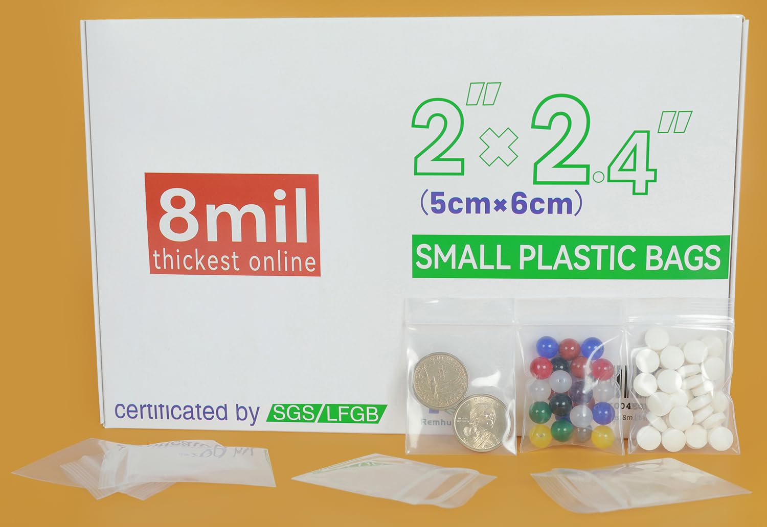 Small Plastic Bags,Jewelry Bags,Small Baggies,Tiny Bag,Mini Baggies,for Storage,Pill,Bead,Dime,Coin,Food,Snack,Candy,Earring,Necklace,Seed,Travel,Thick,8mil(two sides together), 2"×2.4", 150PCS