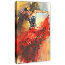 SWDXA Belly Dancer in Sexy Dress, Female Art, Exotic Dance Oil Painting Canvas Poster Wall Art Prints Room Aesthetic Murals Bedroom And Living Decorations 12" L X 18" W