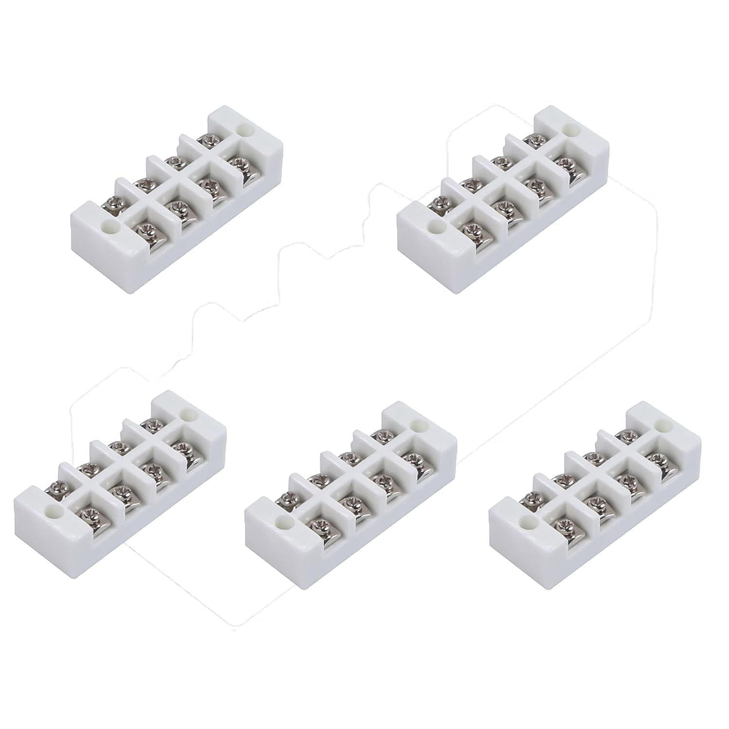 4 Way TB Ceramics Terminal Blocks, 250V High Temp Porcelain Ceramic Connectors, Inlet Aperture for Electric Wire Cable, and Various Wiring Situations(5pcs)
