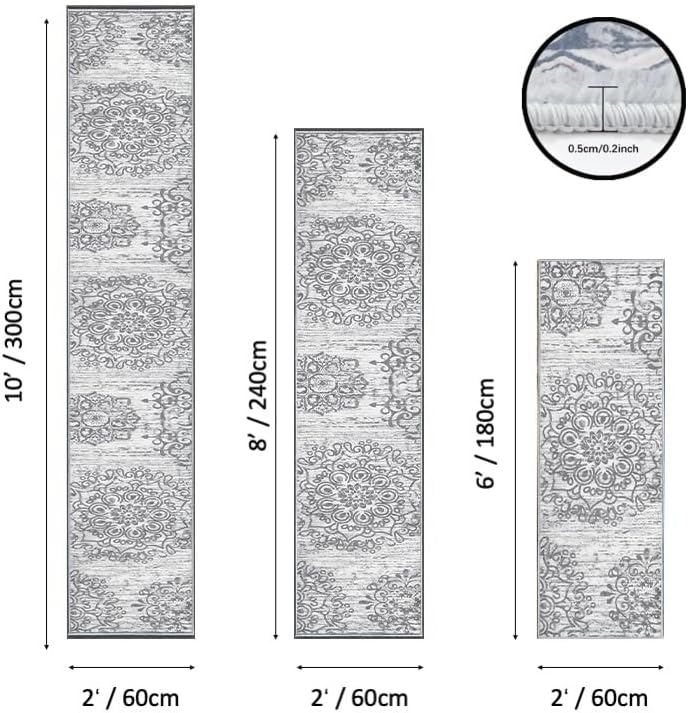 Bohemian Runner Rug, 2x6 Boho Hallway Runner, Non Slip Washable Kitchen Laundry Runner Rug, Living Room Entryway Runner for Home Decoration thumbnail
