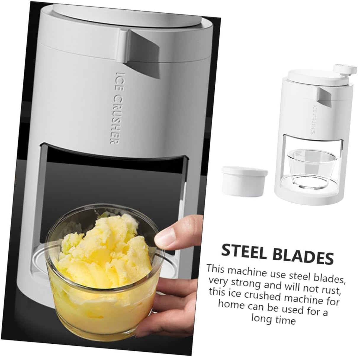 SHOWERORO Manual Ice Shaving Machine Portable Hand-cranked Ice Crusher for Home Use Easy to Clean with Blades for Making Slush Cocktails and Refreshing Drinks