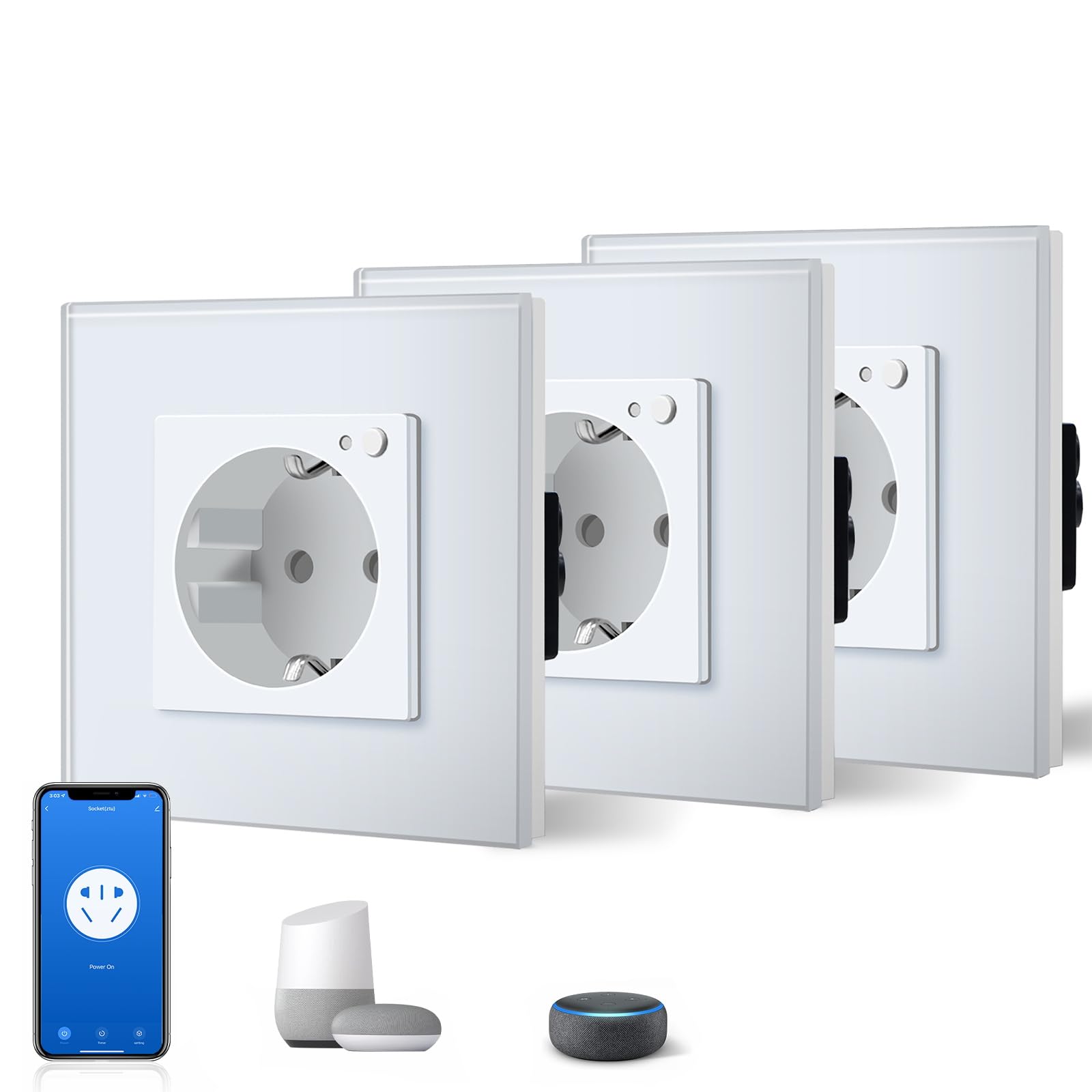 BSEED Enchufe Inteligente con 20W USB y Tipo C,Mate Enchufe Pared Wifi con Medidor Consumo,Control Remoto por APP & Voz,Requiere Cable Neutro,1 Enchufe,Blanco 86mm — view 148