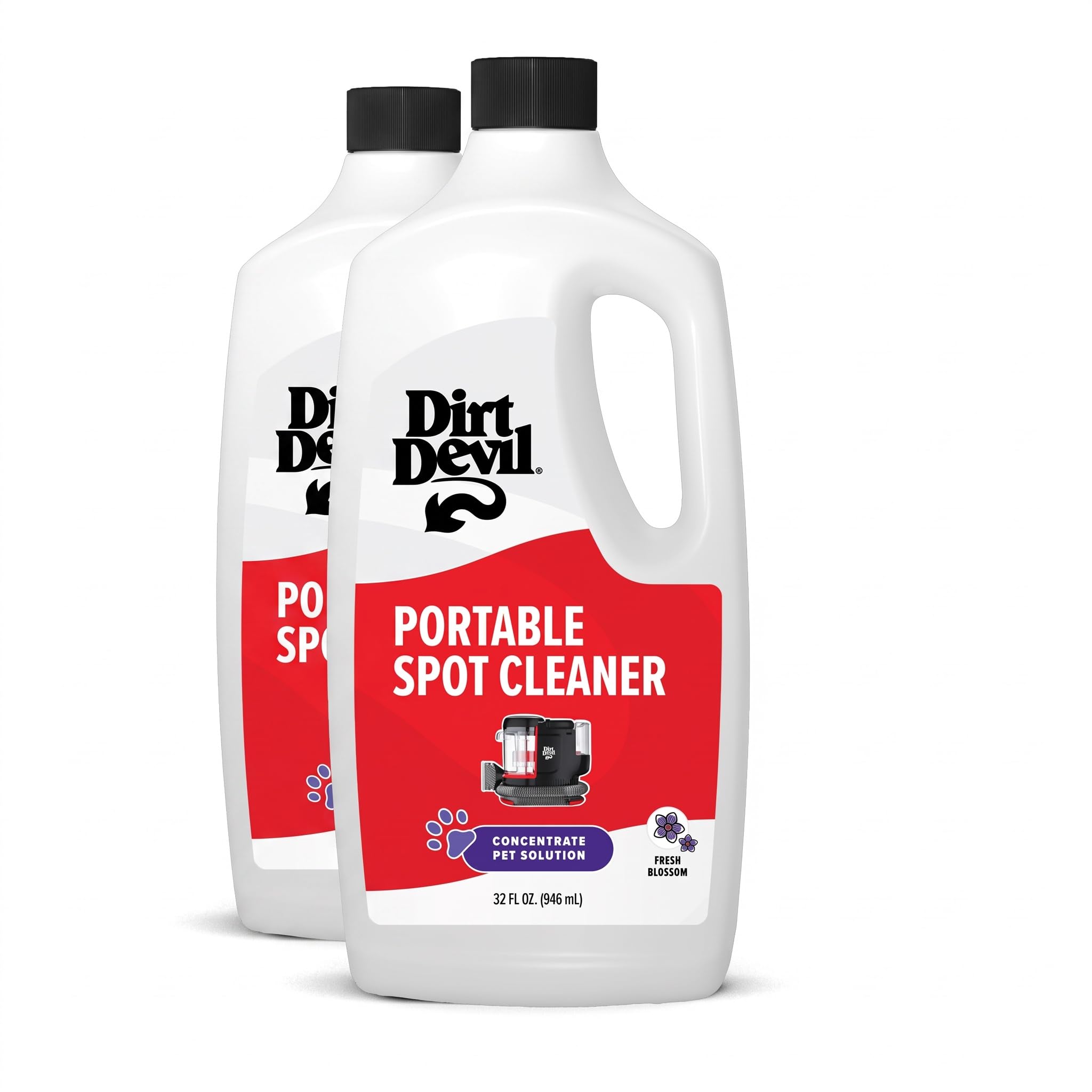 Dirt Devil Pet Portable Spot Cleaner Solution,32 oz.,Fresh Blossom Scent,Upholstery and Carpet Shampoo Solution,Eliminates Pet Messes and Odors,Pair Portable Spot Cleaners,(Pack of 2)
