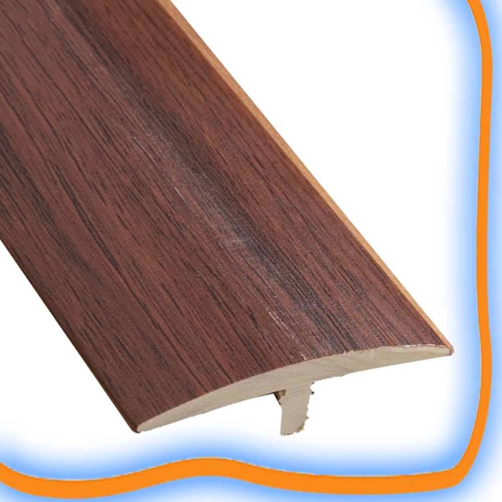 Bande De Transition De Sol En PVC, Barre De Seuil De Sol En Forme De T, Bande De Séparation Plate En Bois Pour Carrelage, Bandes De Connexion D'espacement De Sol(Black walnut,3PCS-L 90cm/36inch)