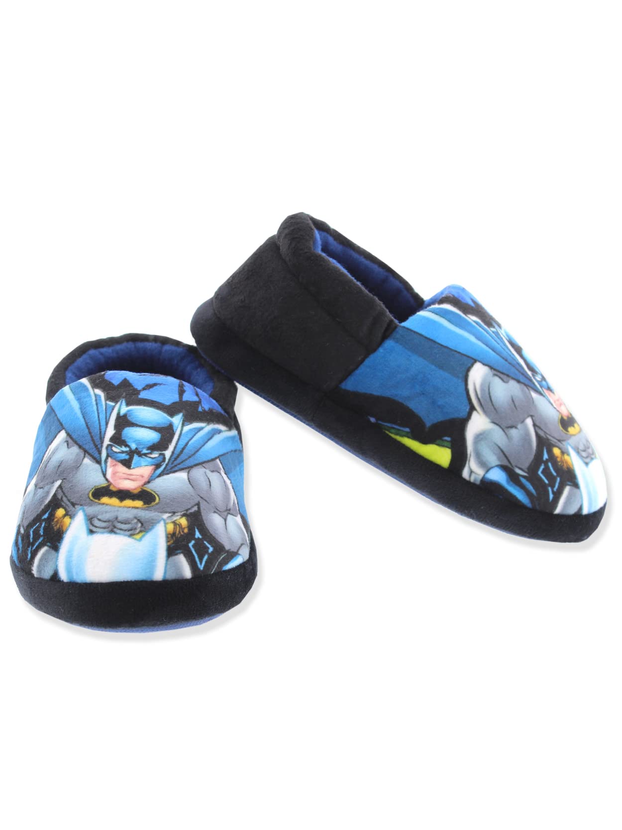 DC ComicsBatman Superhero Toddler Boys Plush Aline Slippers, Blue/Black, 7-8 Toddler