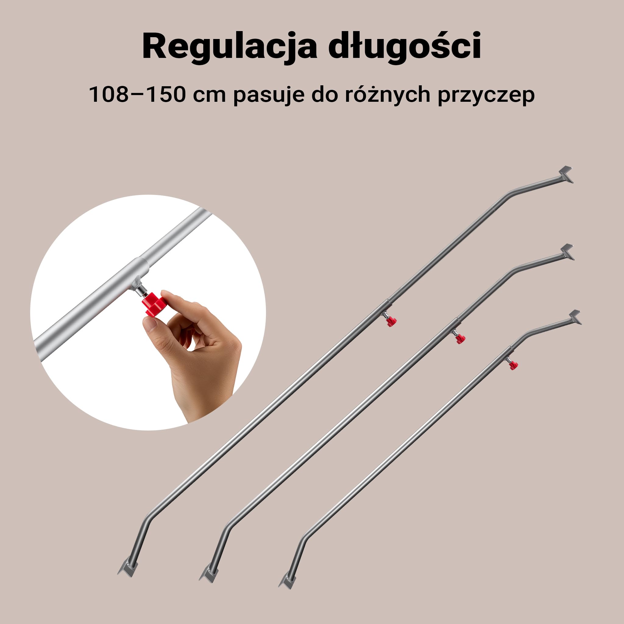 Wiltec 3x Uchwyt do plandeki 108-150 cm do przyczepki, regulowane aluminiowe mocowanie plandek przyczep, napinacze do plandek płaskich