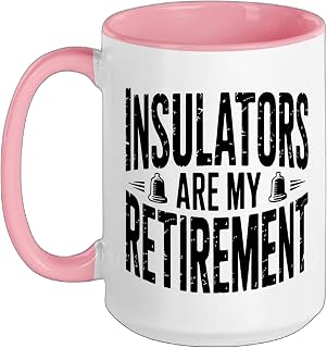 Retired Insulator Collector Antique Glass Hobby Retirement Ceramic Mug, Pink/White, 15oz