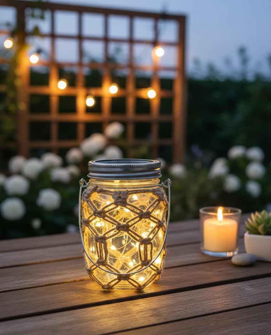Solitaire 20 LEDs Hanging Solar Light | Outdoor Solar Mason Jar Lid | Home decore Items | Fairy String Lights for Christmas, Patio, Garden, Yard and Lawn (Pack of 1, Warm Yellow)-image-7