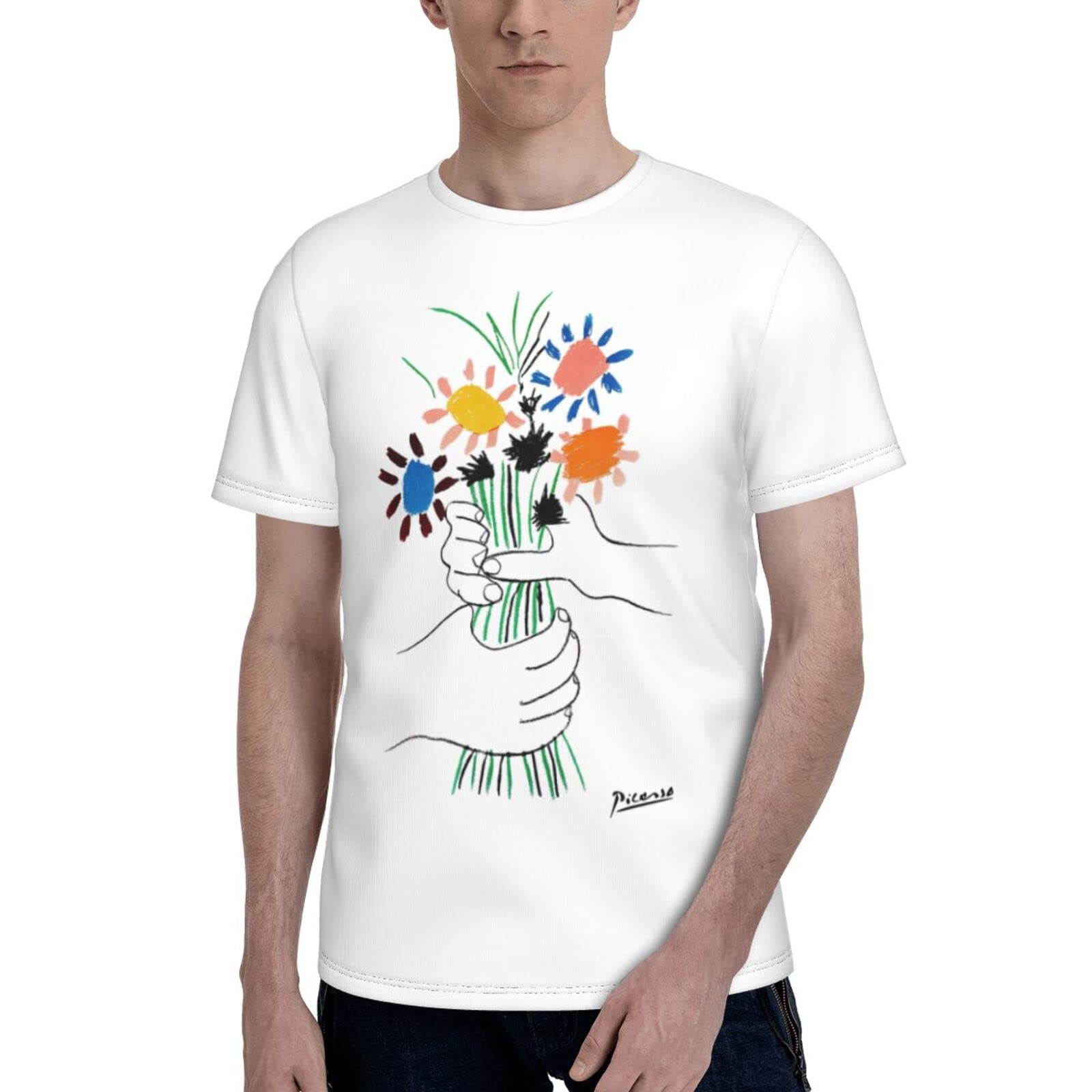 Amazon.co.jp: メンズ Tシャツ 半袖 ピカソ 花束を持つ手 トップス 