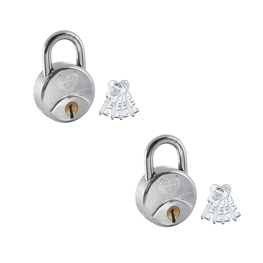 Harrison SC-2000-0536_PK 4 Iron 8 Levers Padlock with 4 Keys (Pack of 4), Silver (65mm) — Amazon image 8