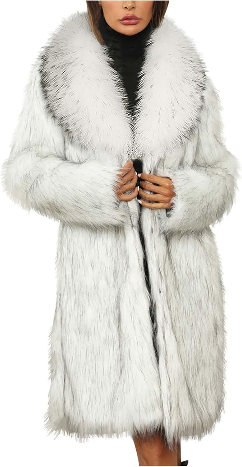 Faux Fur Coat Women Long Fuzzy Fleece Jacket Open Front Cardigan Fur Lapel Coat Warm Winter Coats Fashion Outfits