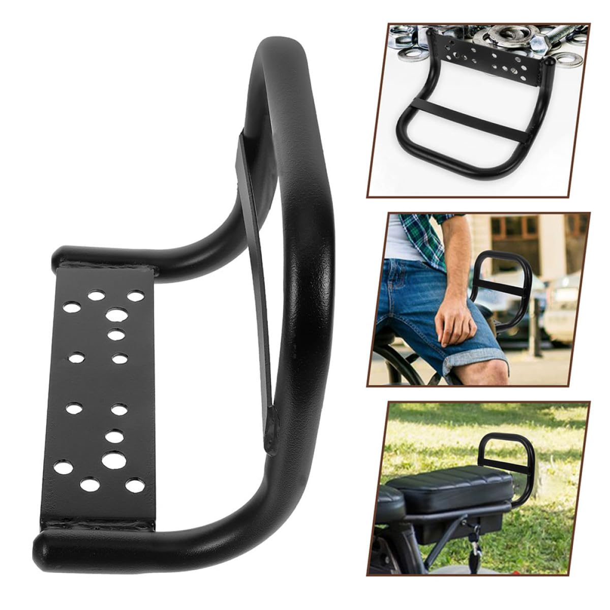 Alipis Bracciolo Sedile Posteriore Protezione di Sicurezza e Supporto Confortevole 2pezzi Nero in Metallo per Bicicletta Elettrica e Monopattino per Passeggero