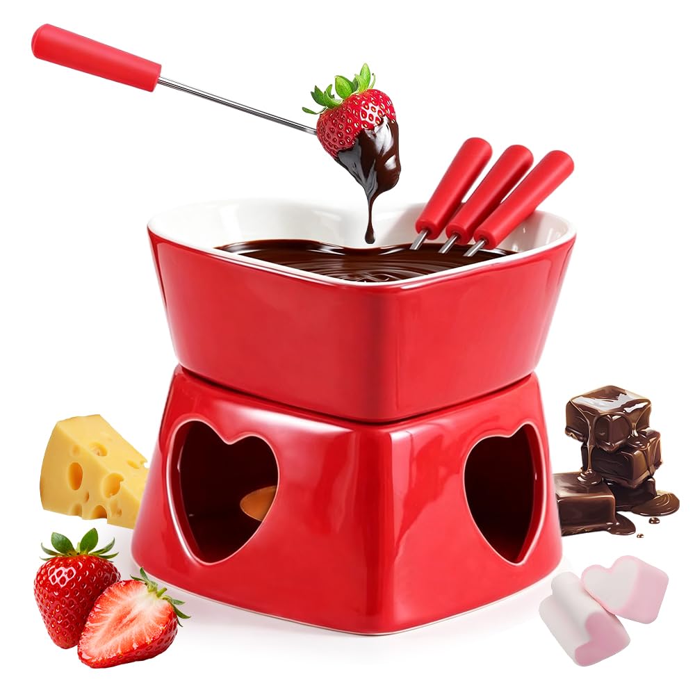 Chocolate Fondue Mug, Heart Shape, Chocolate, Cheese, Butter Melted
