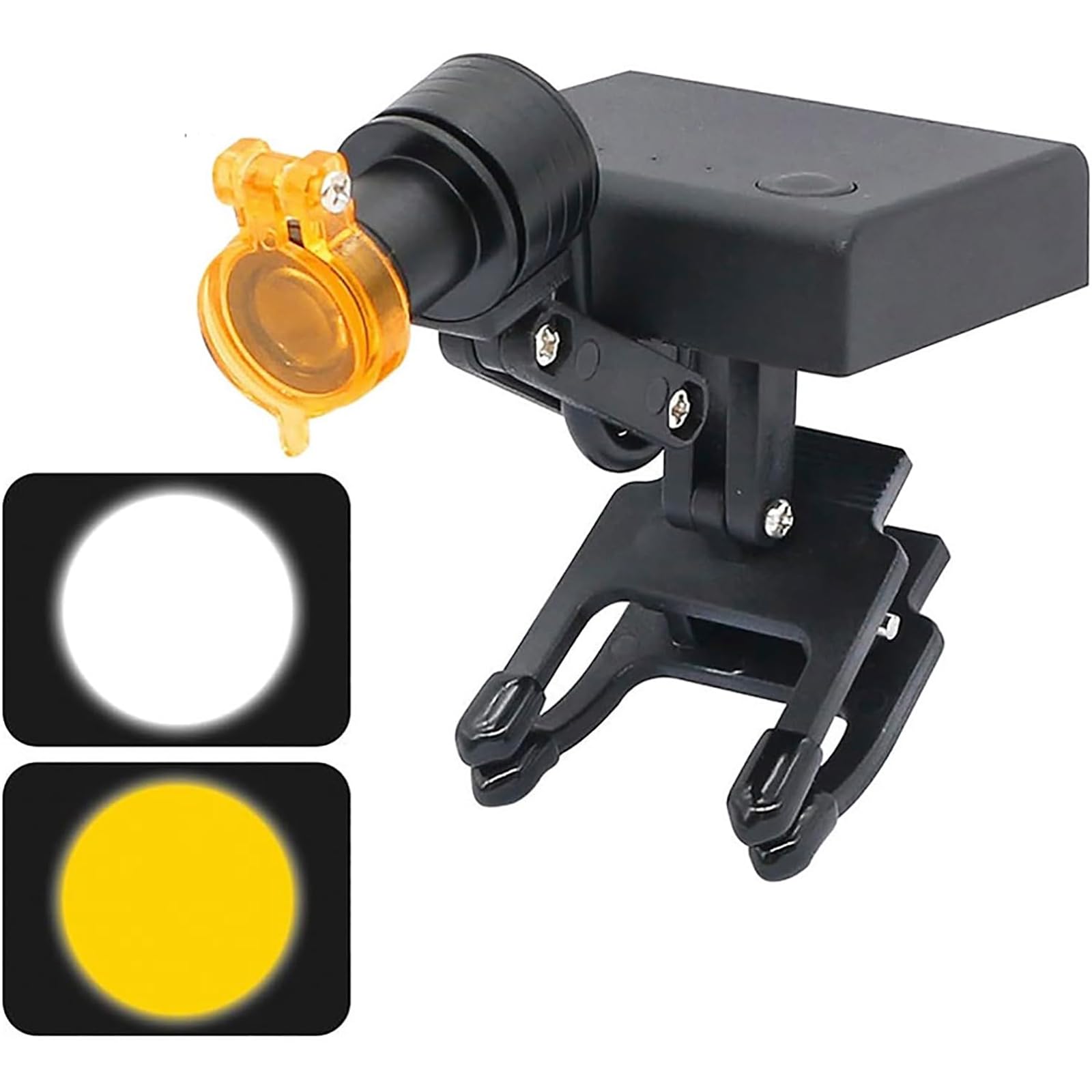 Lampa stomatologiczna, bezprzewodowa lampa stomatologiczna montowana na głowie 5 W żółty filtr, 4 poziomy jasności/intensywność: 15 000-30 000 luksów, stosowana do higieny jamy ustnej