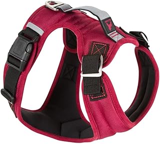 Gooby Pioneer Dog Harness with Control Handle & Seat Belt Restrain Capability, Large, Red