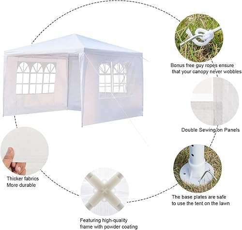 Miniatura 4 de Tienda de campaña para fiestas, cenador al aire libre, boda, patio, camping, cochera, toldo con paredes laterales extraíbles, tienda de campaña
