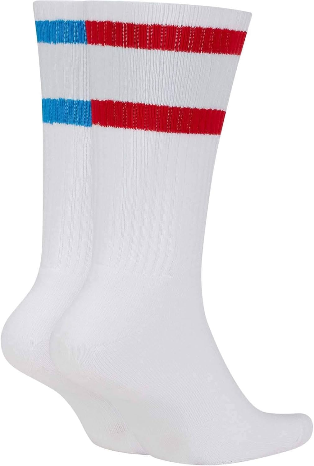 Nike Heritage Crew Socks (White/Red/Blue, Large)