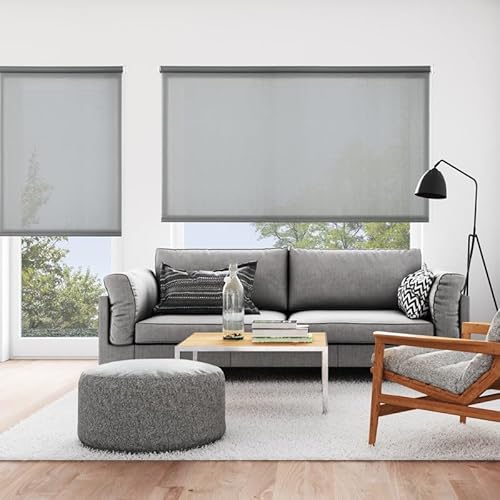 STOR PLANET | Estor Enrollable Translúcido, Persianas Enrollables Interior para Ventanas y Puertas. Estores para Cocina, salón, Dormitorio | Gris Asfalto, 45x180cm