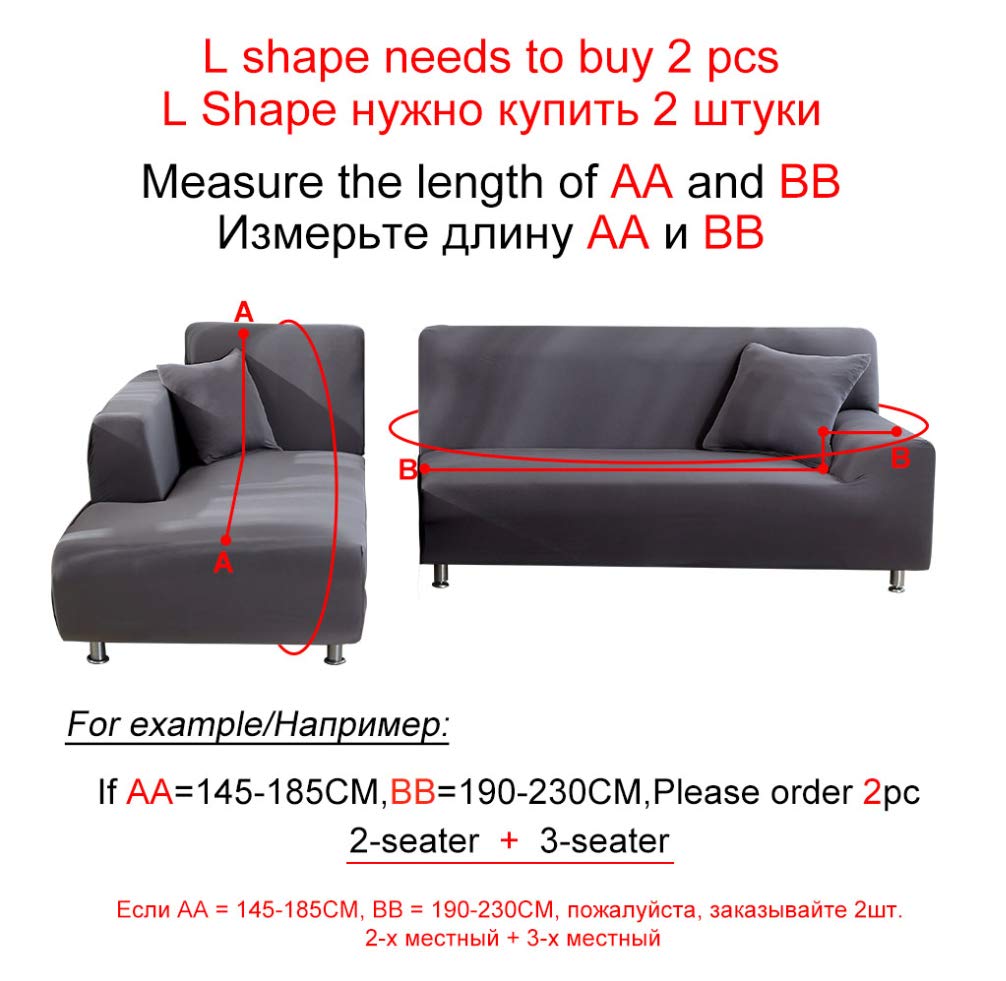 Copridivano a forma di L con chaise longue, per divano ad angolo, in poliestere elasticizzato, protezione per divano, Beige, Part A-A 195-230cm