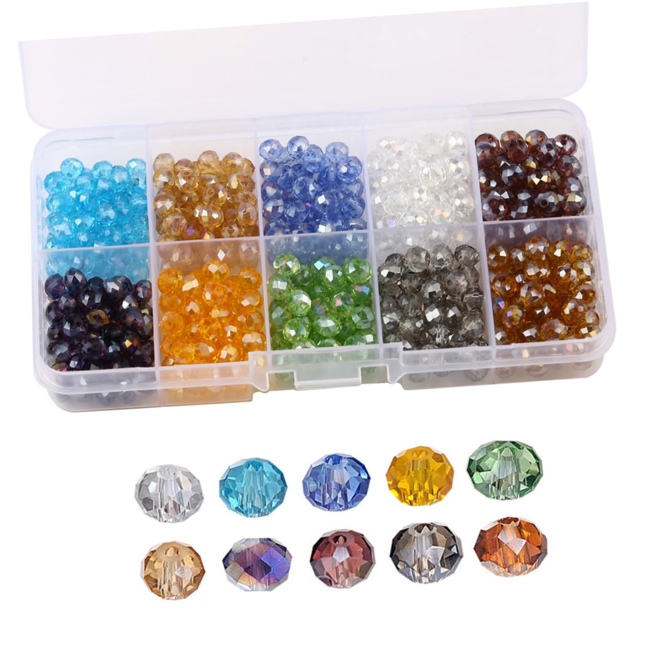 SEWACC 1500piezas Abalorios De De Para Fabricación De Joyas De Mostacillas Facetadas Con Caja De Almacenamiento Para Pulseras y Pendientes