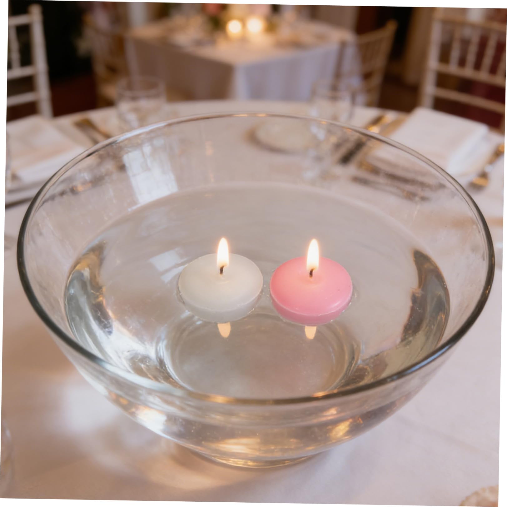40 Pezzi Candele e Stabilità in Acqua in Paraffina e Cotone Galleggianti Eleganti per Decorazioni Tavolo Matrimonio e Feste Romantiche