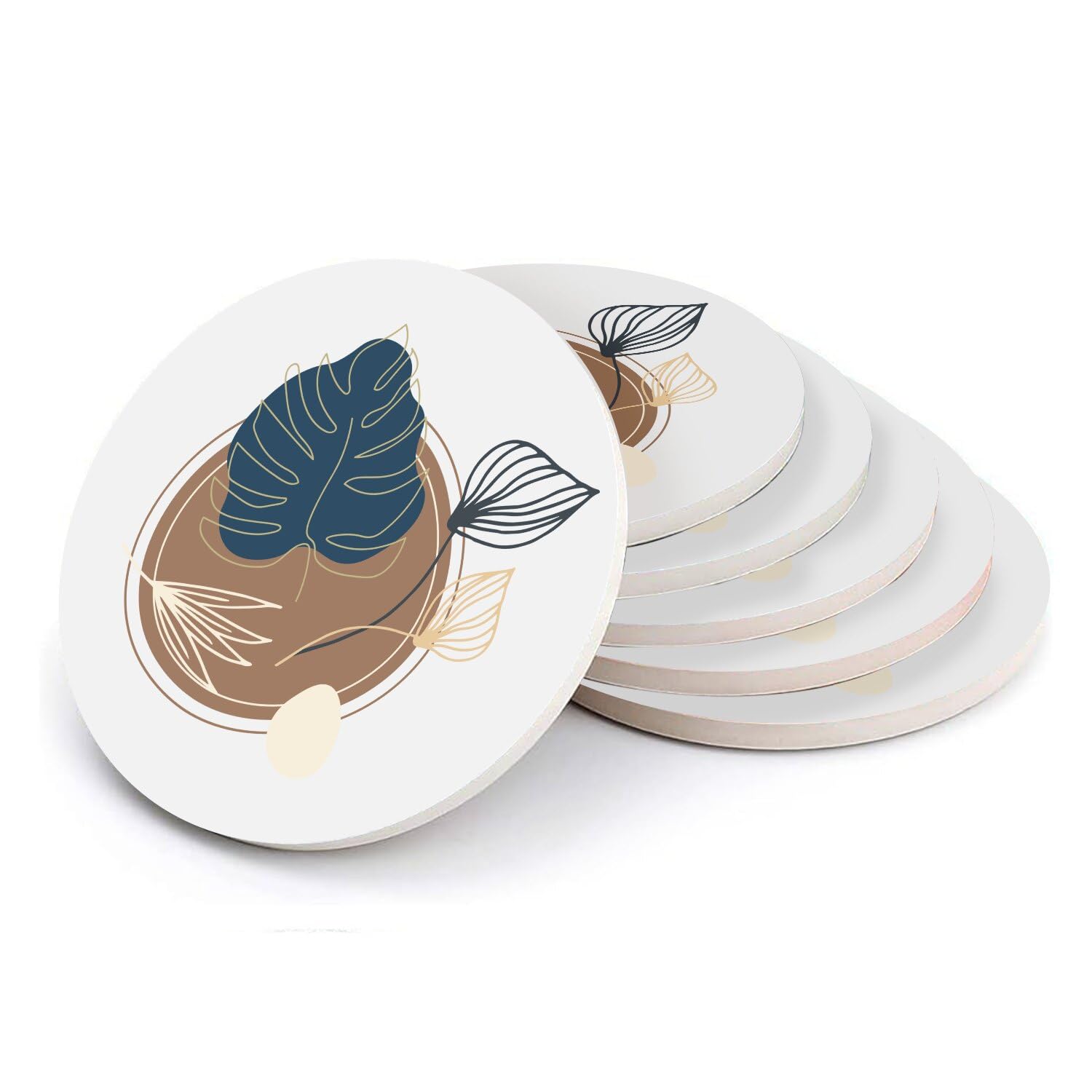 Sous-verre ronds en céramique : lot de 6 dessous de verre jungle exotique 11cm