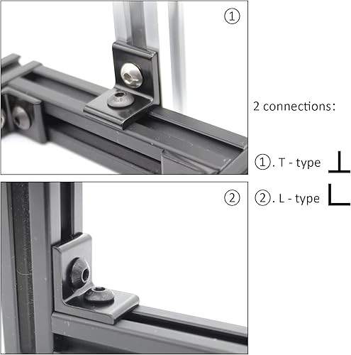 Miniatura 67 de 20 juegos 2020 de extrusión de aluminio 2020 soporte de esquina con ranura en T Serie 20 Hardware extruido conector de ángulo recto de 90 grados