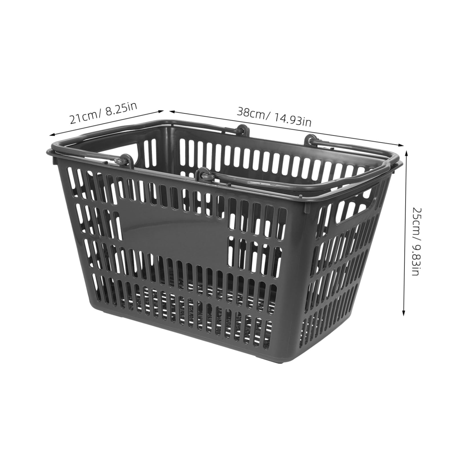 ULTECHNOVO Cesta De Plástico Portátil Para Supermercado Cesta De Compras Doble Asa Para Llevar Verduras y Condimentos Gris